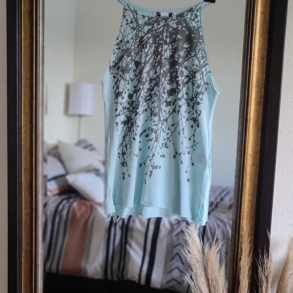 Avalove Raw Hem Printed Tank